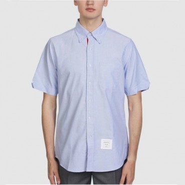 톰브라운 남성 블루 반팔 셔츠 - Thom Browne Mens Dress Shirts 