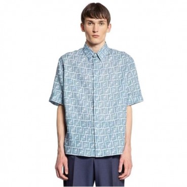 펜디 남성 블루 반팔 셔츠 - Fendi Mens Black Shirts 