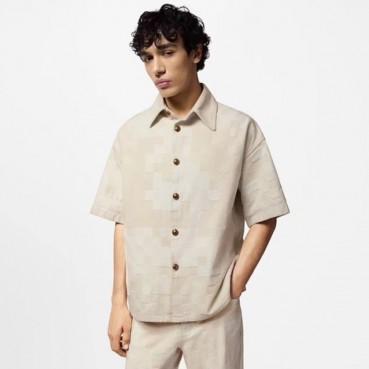 루이비통 남성 아이보리 반팔 셔츠 - Louis vuitton Mens Ivory Shirts 
