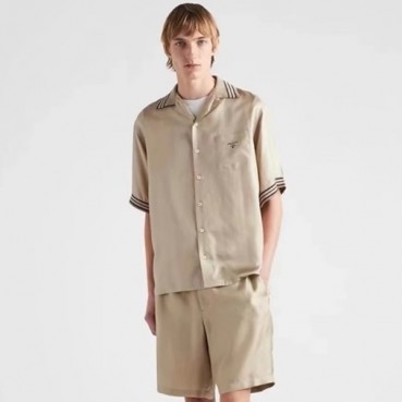 프라다 남성 베이지 반팔 셔츠  - Prada Mens Beige Shirts 