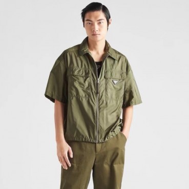 프라다 남성 카키 반팔 셔츠 - Prada Mens Khaki Shirts 