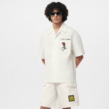 루이비통 남성 화이트 반팔 셔츠 - Louis vuitton Mens White Shirts 