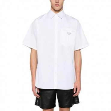 프라다 남성 화이트 반팔 셔츠 - Prada Mens White Shirts 