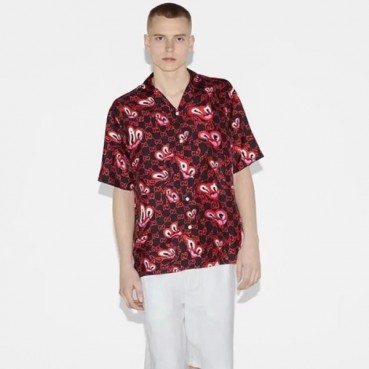 구찌 남성 레드 반팔 셔츠 - Gucci Mens Red Shirts 