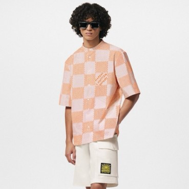 루이비통 남성 오렌지 반팔 셔츠 - Louis vuitton Mens Orange Shirts 