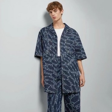 구찌 남성 블루 반팔 셔츠 - Gucci Mens Blue Shirts 