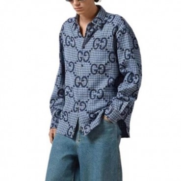구찌 남성 블루 셔츠 - Gucci Mens Blue Shirts 