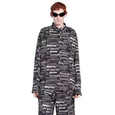 발렌시아가 트렌디 남성 블랙 셔츠 - Balenciaga Mens Black Shirts 