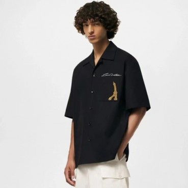 루이비통 남성 블랙 반팔 셔츠 - Louis vuitton Mens Black Shirts 