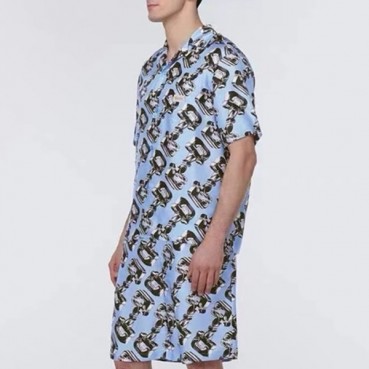 구찌 남성 블루 반팔 셔츠 - Gucci Mens Blue Shirts 