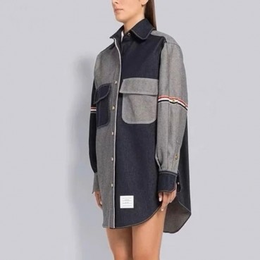 톰브라운 남/녀 네이비 셔츠 - Thom Browne Unisex Navy Shirts 