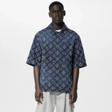루이비통 남성 모던 블랙 반팔 셔츠 - Louis vuitton Mens Black Short sleeved Shirts 