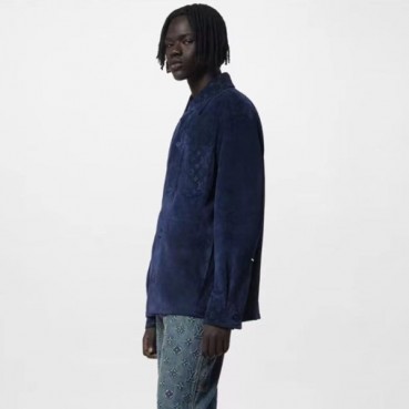 루이비통 남성 모노그램 블루 셔츠 - Louis vuitton Mens Blue Shirts 