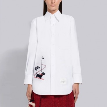 톰브라운 여성 화이트 셔츠 - Thom Browne Womens White Tshirts 