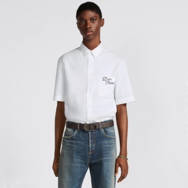 디올 남성 화이트 반팔 셔츠 - Dior Mens White Half sleeved Tshirts 