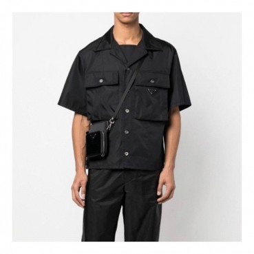 프라다 남성 블랙 반팔 셔츠 - Prada Mens Black Short sleeved Shirts 