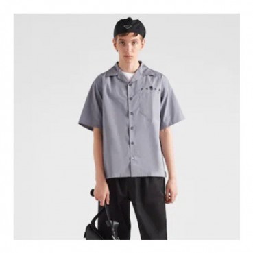 프라다 남성 모던 그레이 반팔 셔츠 - Prada Mens Gray Short sleeved Shirts 