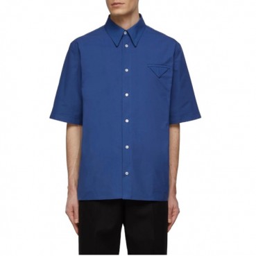 보테가베네타 남성 블루 반팔 셔츠 - Bottega veneta Mens Blue Shirts 