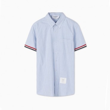 톰브라운 남성 블루 반팔 셔츠 - Thom Browne Mens Blue Half sleeved Shirts 