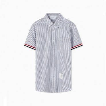 톰브라운 남성 그레이 반팔 셔츠 - Thom Browne Mens Gray Half sleeved Shirts 