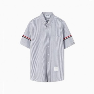 톰브라운 남성 그레이 반팔 셔츠 - Thom Browne Mens Gray Half sleeved Shirts 