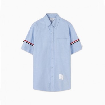 톰브라운 남성 블루 반팔 셔츠 - Thom Browne Mens Blue Half sleeved Shirts 