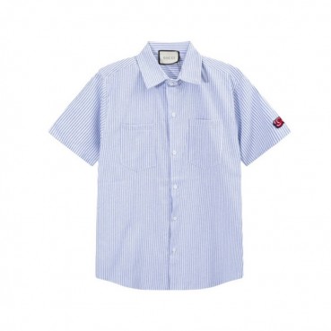 구찌 남성 트렌디 블루 반팔 셔츠 - Gucci Mens Blue Short sleeved Tshirts 