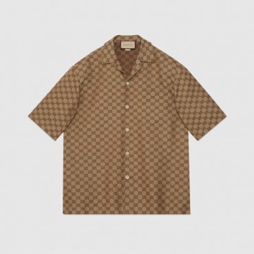 구찌 남성 트렌디 브라운 반팔 셔츠 - Gucci Mens Brown Short sleeved Tshirts 