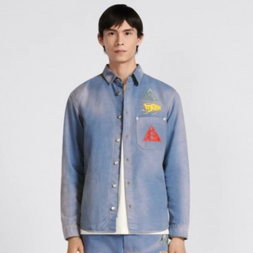 디올 남성 블루 셔츠 - Dior Mens Blue Tshirts 