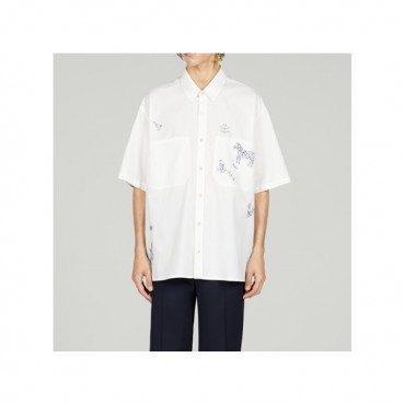 구찌 남성 트렌디 화이트 반팔 셔츠 - Gucci Mens White Short sleeved Tshirts 