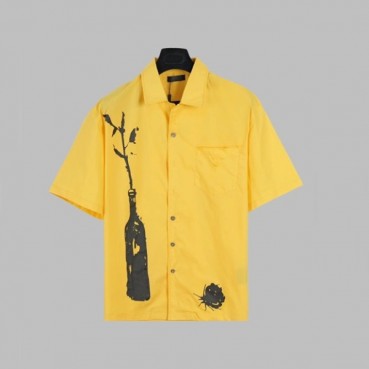 프라다 남성 모던 옐로우 반팔 셔츠 - Prada Mens Yellow Short sleeved Shirts 