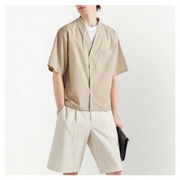 프라다 남성 모던 베이지 반팔 셔츠 - Prada Mens Beige Short sleeved Shirts 