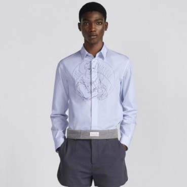 디올 남성 블루 셔츠 - Dior Mens Blue Tshirts 