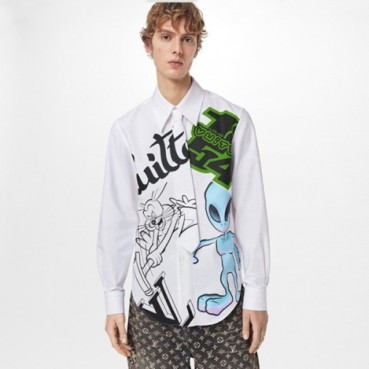 루이비통 남성 화이트 셔츠 - Louis vuitton Mens White Tshirts 