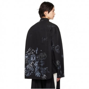 발렌시아가 트렌디 남성 블랙 셔츠 - Balenciaga Mens Black Tshirts 