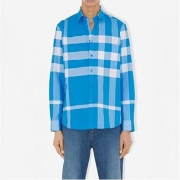 버버리 남성 베이직 블루 셔츠 - Burberry Mens Blue Tshirts 