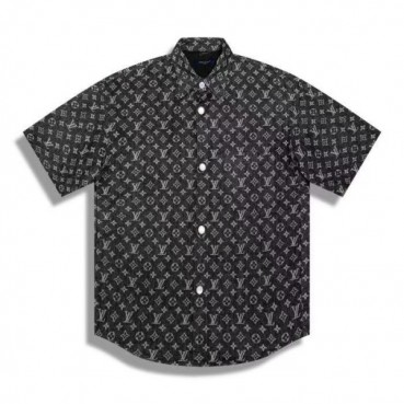 루이비통 남성 블랙 반팔 셔츠 - Louis vuitton Mens Black Tshirts 