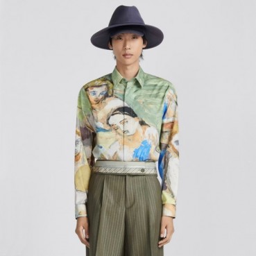 디올 남성 클래식 그린 셔츠 - Dior Mens Green Tshirts 