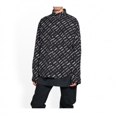 발렌시아가 트렌디 남성 블랙 셔츠 - Balenciaga Mens Black Tshirts 