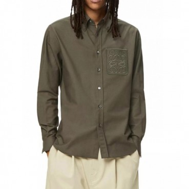 로에베 남성 클래식 카키 셔츠 - Loewe Mens Khaki Tshirts 