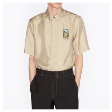 디올 남성 베이지 반팔 셔츠 - Mens Beige Tshirts 