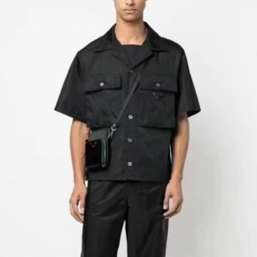 2023 프라다 남성 크루넥 블랙 반팔셔츠 - Mens Black Tshirts 