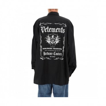 Vetements Unisex Logo Cotton Short Sleeved Oversize Tshirts Black - 베트멍  남/녀 로고 코튼 오버사이즈 셔츠 Vet0237x Size(xs 