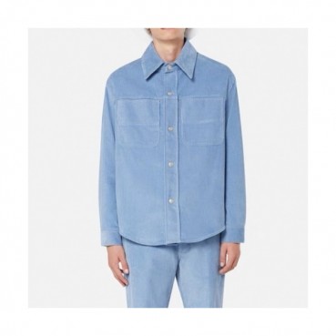 Ami Mens Logo Casual Cotton Shirts Blue - 아미 2021 남성 로고 캐쥬얼 코튼 셔츠Ami0179x