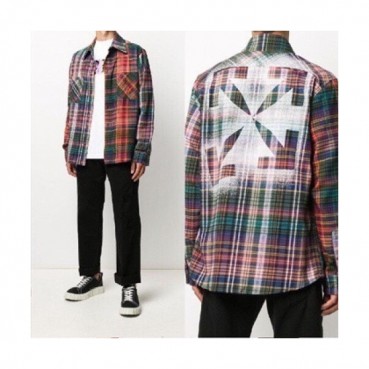 Off white  Mens Basic Logo Cotton Shirts Blue - 오프화이트 2021 남성 베이직 로고 코튼 체크 셔츠 Off0753x Size(xs 