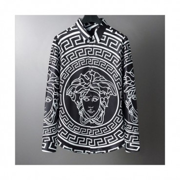 [클래식]Versace   Mens Logo Tshirts Black - 베르사체 2021 남성 로고 실켓 셔츠 Ver0854x Size(m 