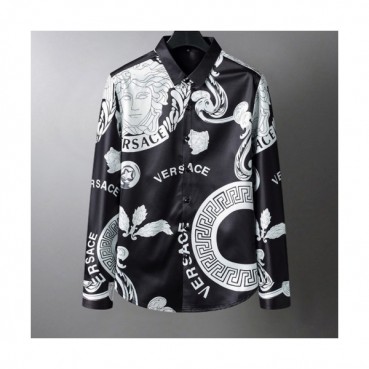 [클래식]Versace   Mens Logo Tshirts Black - 베르사체 2021 남성 로고 실켓 셔츠 Ver0852x Size(m 
