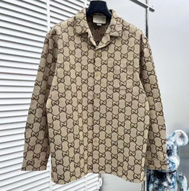 구찌 남성 트렌디 브라운 긴팔 셔츠 - Gucci Mens Brown Long sleeved Tshirts 