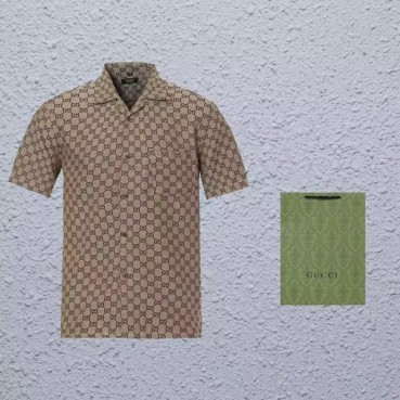 구찌 남성 브라운 반팔 셔츠 - Gucci Mens Brown sleeved Tshirts 