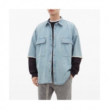 [피어오브갓]Fear of god 2020 Mens Oversize Minimal Denim Short Sleeved shirts  - 피어오브갓 2020 남성 오버사이즈 미니멀 데님 반팔 셔츠 Fea0146x.Size(xs 